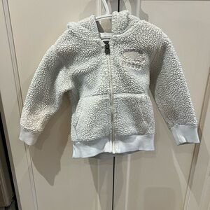 Roots White Sherpa Zip-Up Hoodie 2t
